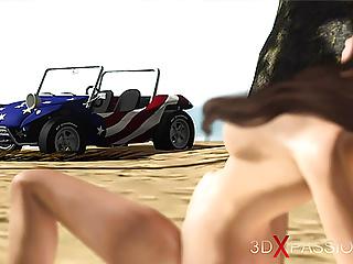 Heißer Sex mit junger Frau am Strand