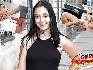 Deutsche Teen Blondine mit Tattoos wird zum Sex überredet