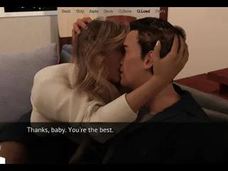 Sekretärin in Nylons spielt an ihrem Mann herum